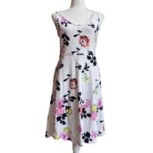 Apt 9 Petite Small White Floral Dress Fit Flare Sleeveless Pockets EUC